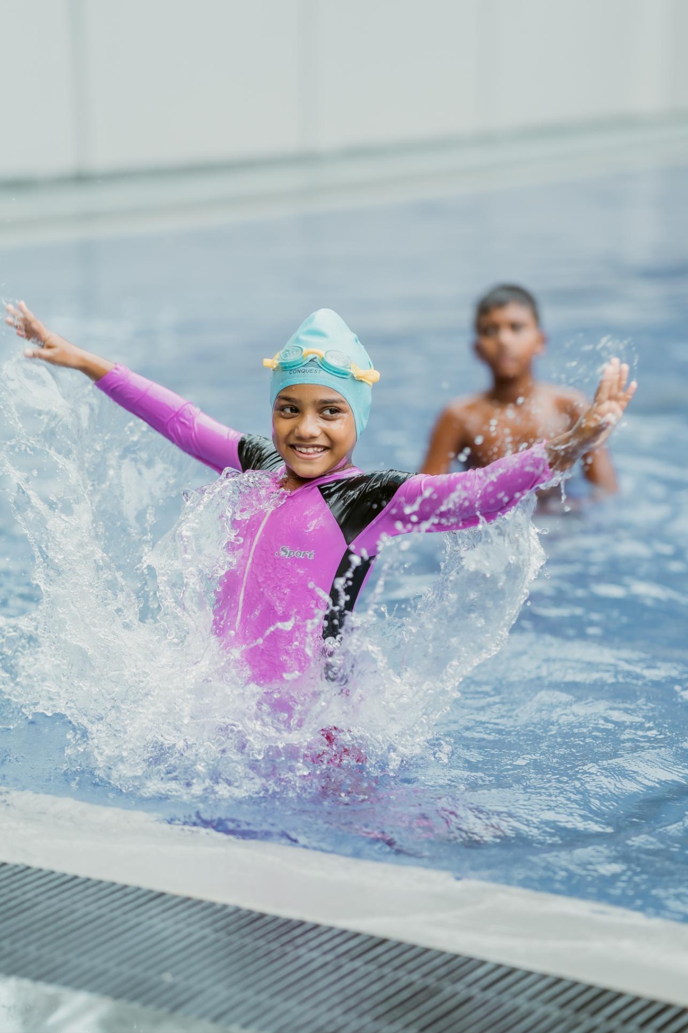 A child in the swimming pool
